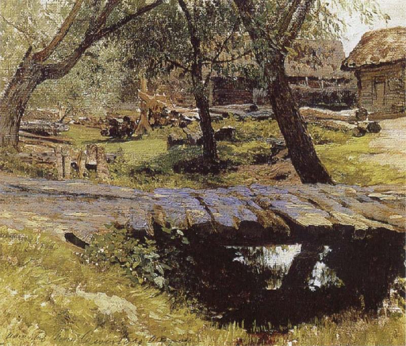 Isaac Levitan Little Bridge,Village of Savinskaya,Study oil painting image
